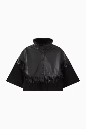 Fringed Cape Jacket in Leather