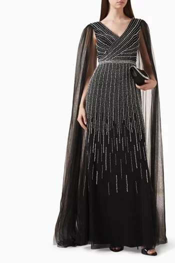 Criss-cross Bead-embellished Gown