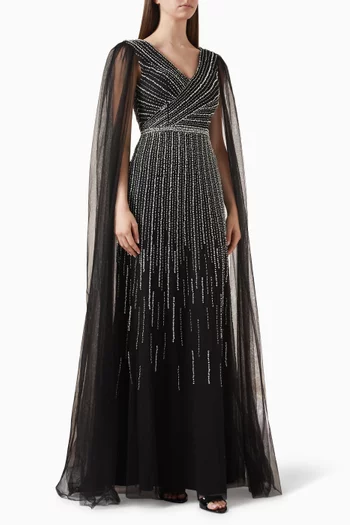 Criss-cross Bead-embellished Gown