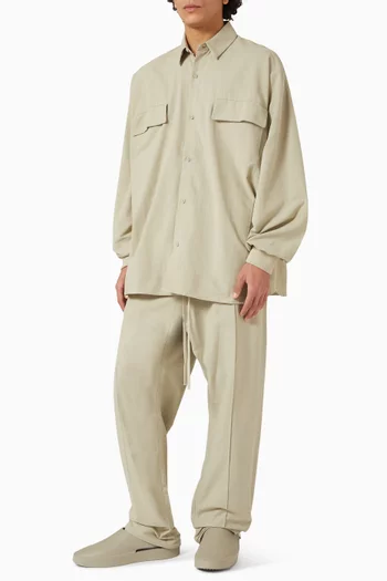 بنطال رياضي بقصة فضفاضة قطن أكسفورد