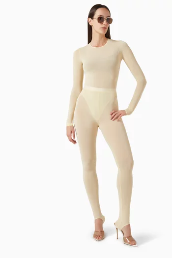 Sheer Stirrups Leggings in Nylon Blend