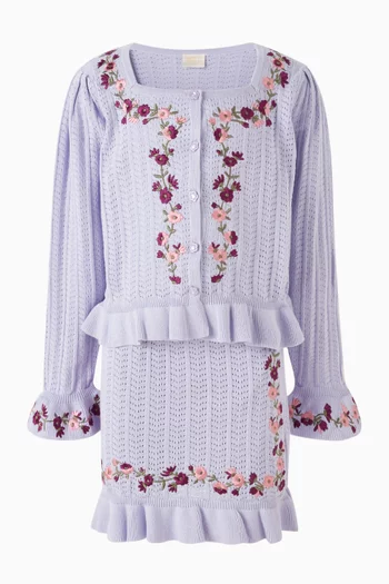 Sandy Floral-embroidered Knit Skirt