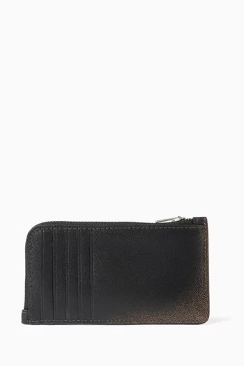 حافظة بطاقات نيويورك بسحّاب جلد