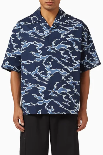 Ocean Camo Hawaiian Shirt in Cotton