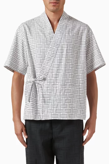 KENZO Weave Kimono Shirt in Cotton-jacquard