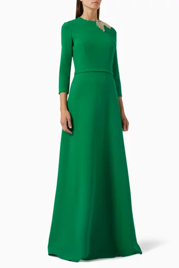 Aspen Embelllished Gown in Crepe