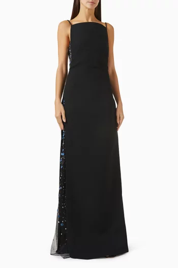 Leah Embellished Dress in Crepe
