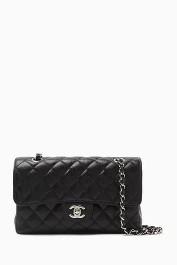 Double Flap Crossbody Bag In Caviar Leather