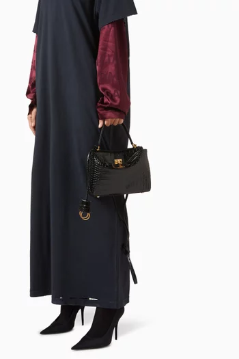 Mini Rodeo Handbag in Croc-embossed Leather