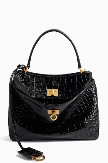 Mini Rodeo Handbag in Croc-embossed Leather