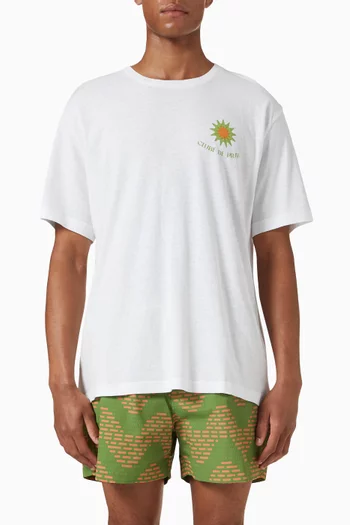 Dinis Printed T-shirt in Cotton & Linen