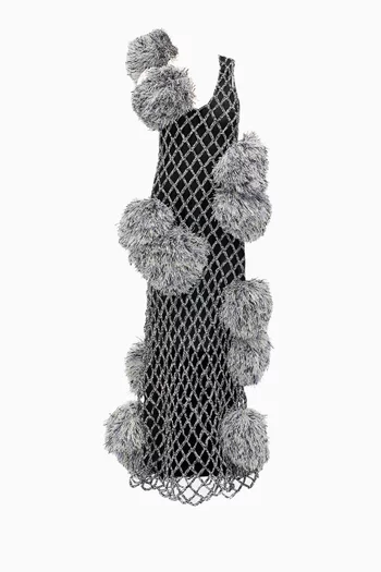 Crochet Pompom Dress in Paper-mesh