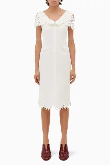 English Embroidery Midi Dress in Viscose-silk
