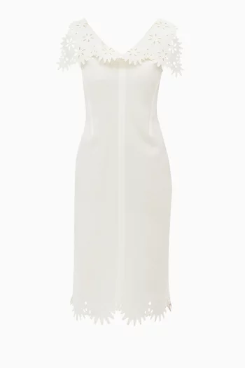 English Embroidery Midi Dress in Viscose-silk