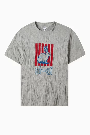 Printed T-shirt in Crushed-cotton Jersey