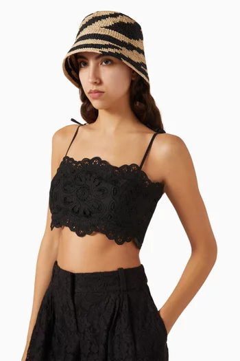 قبعة باكيت بنقشة زيبرا خوص