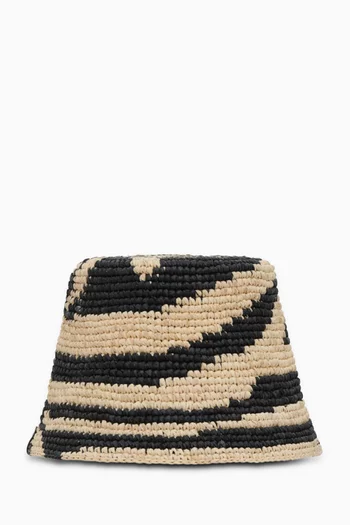 قبعة باكيت بنقشة زيبرا خوص