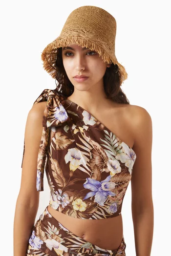 قبعة باكيت مكرمية خوص