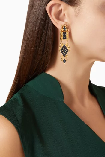 1990s Vintage Enamel Drop Clip-on Earrings