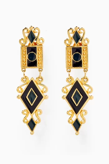 1990s Vintage Enamel Drop Clip-on Earrings