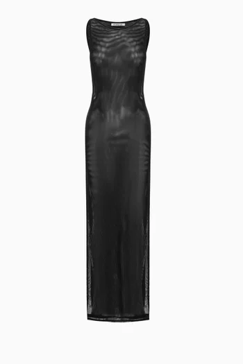 فستان طويل بظهر مكشوف قماش شبكي