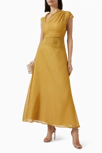 Pleated A-line Dress in Silk