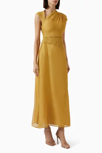 Pleated A-line Dress in Silk