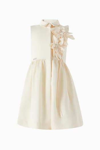 Floral-appliqué Shirt Dress