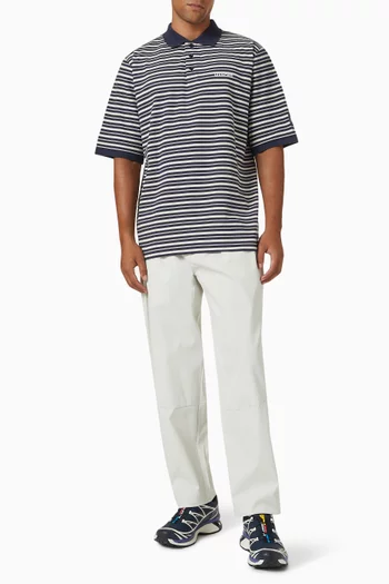 G.O.A.T Striped Polo in Cotton Piqué