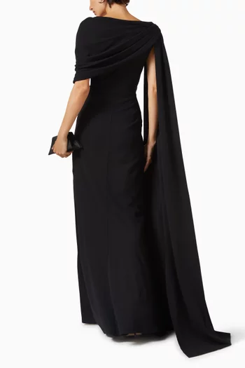 Acadia Shawl Draped Gown in Crepe