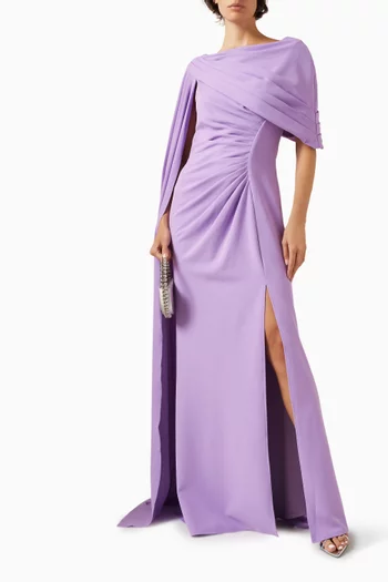 Acadia Shawl Draped Gown in Crepe