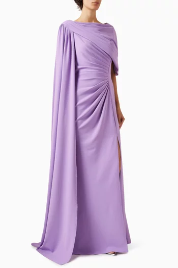 Acadia Shawl Draped Gown in Crepe