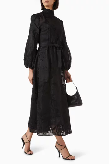 Floral Jacquard Midi Dress