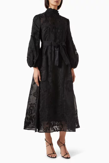 Floral Jacquard Midi Dress