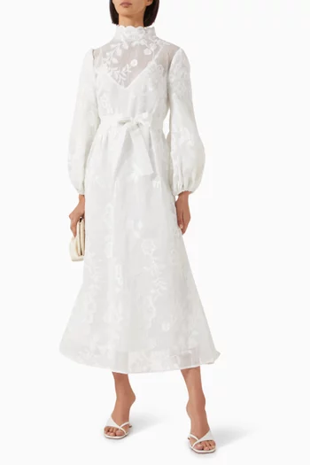 Floral Jacquard Midi Dress