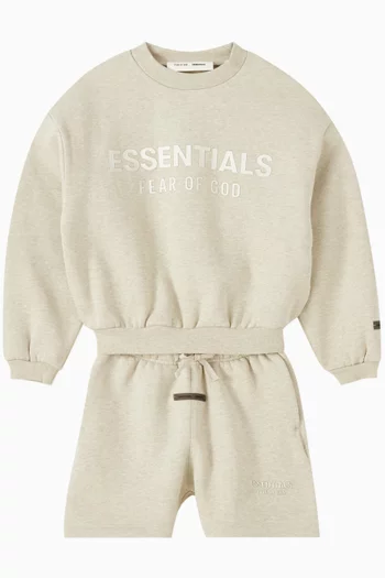 Crew Neck Logo Sweatshirt in Cotton-fleece