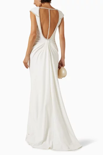 Marcellina Pearl-trim Gown in Crepe