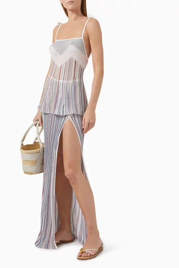 Striped Maxi Skirt in Viscose-knit