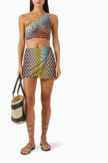 One-shoulder Crop Top in Viscose-knit
