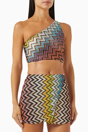 One-shoulder Crop Top in Viscose-knit