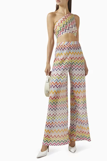 One-shoulder Crop Top in Viscose-knit