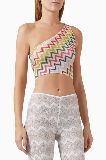 One-shoulder Crop Top in Viscose-knit