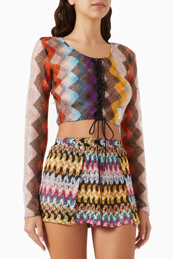 Lace-front Knit Crop Top