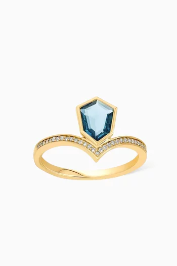 Spring Topaz & Diamond Ring in 18kt Yellow Gold