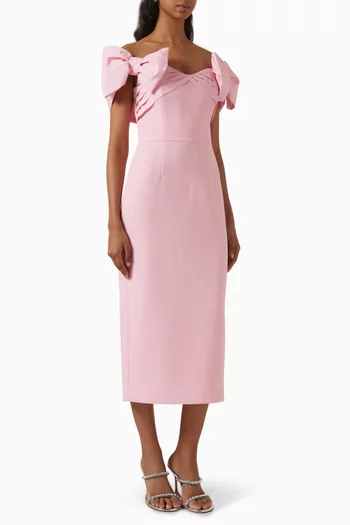 Isabella Bow-detail Dress in Crepe