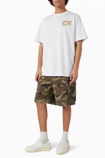 Distressed Camo Cargo Shorts in Cotton