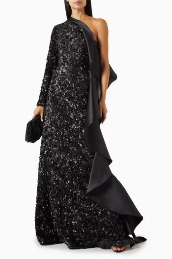Sequin-embellished Ruffle Dress