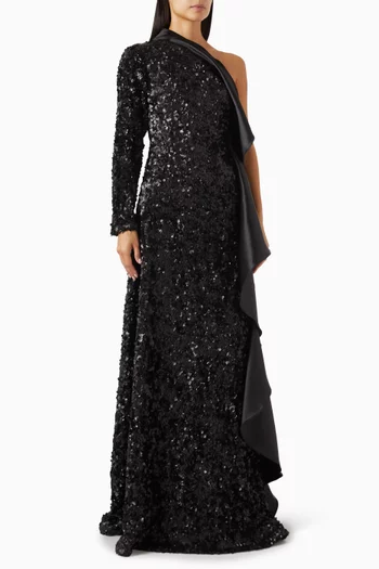 Sequin-embellished Ruffle Dress