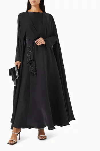 Pleated 3-piece Abaya Set in Cotton Organza