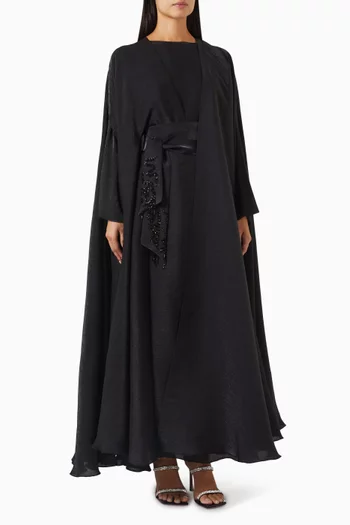 Pleated 3-piece Abaya Set in Cotton Organza